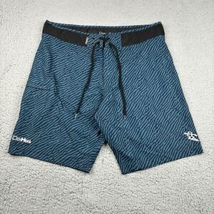 DaHui Board Shorts Men's 34 Blue Black AOP Surf Swim Stretch Performance